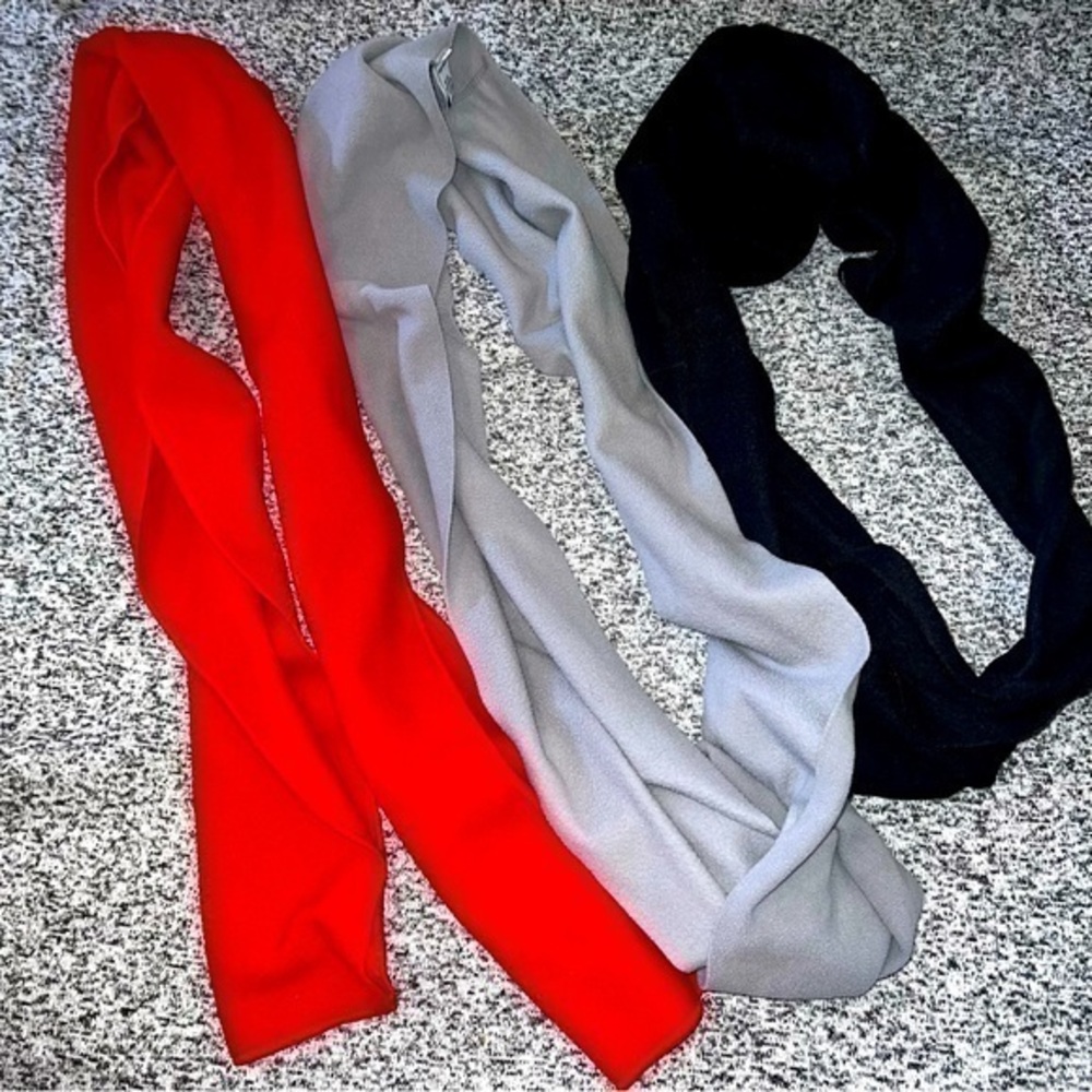 Fleece Scarves Set of 3 Scarf 🧣 Red Black & Gray